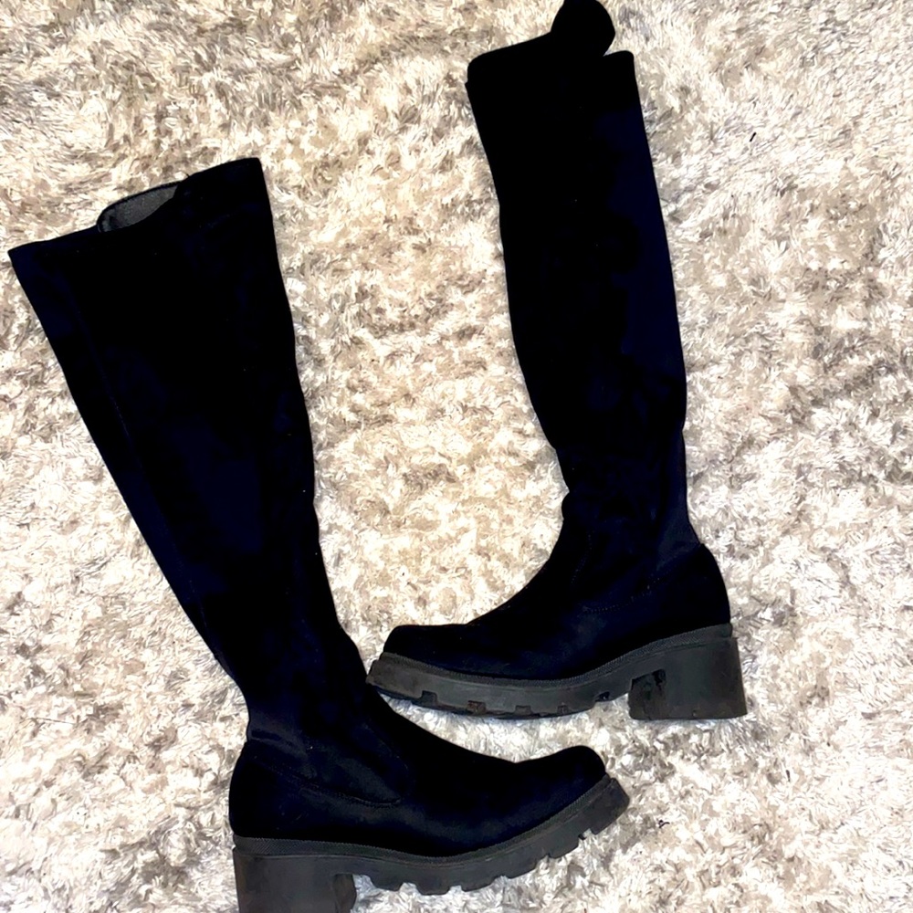 Black suede boots